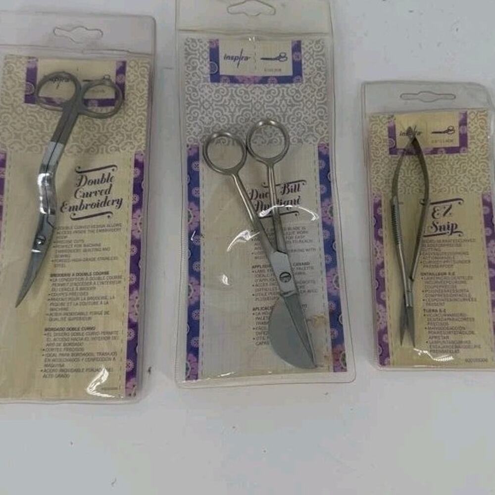 3X Inspira Scissors 6" Duck Bill Scissors Appliqué Double Curved EZ Snip